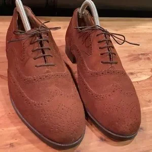 Men’s 9D Vintage Ralph Lauren Polo Light Brown Suede Wingtip Oxford Polo Ralph Lauren Suede Brown Dress Shoes for Men for sale  main image 4